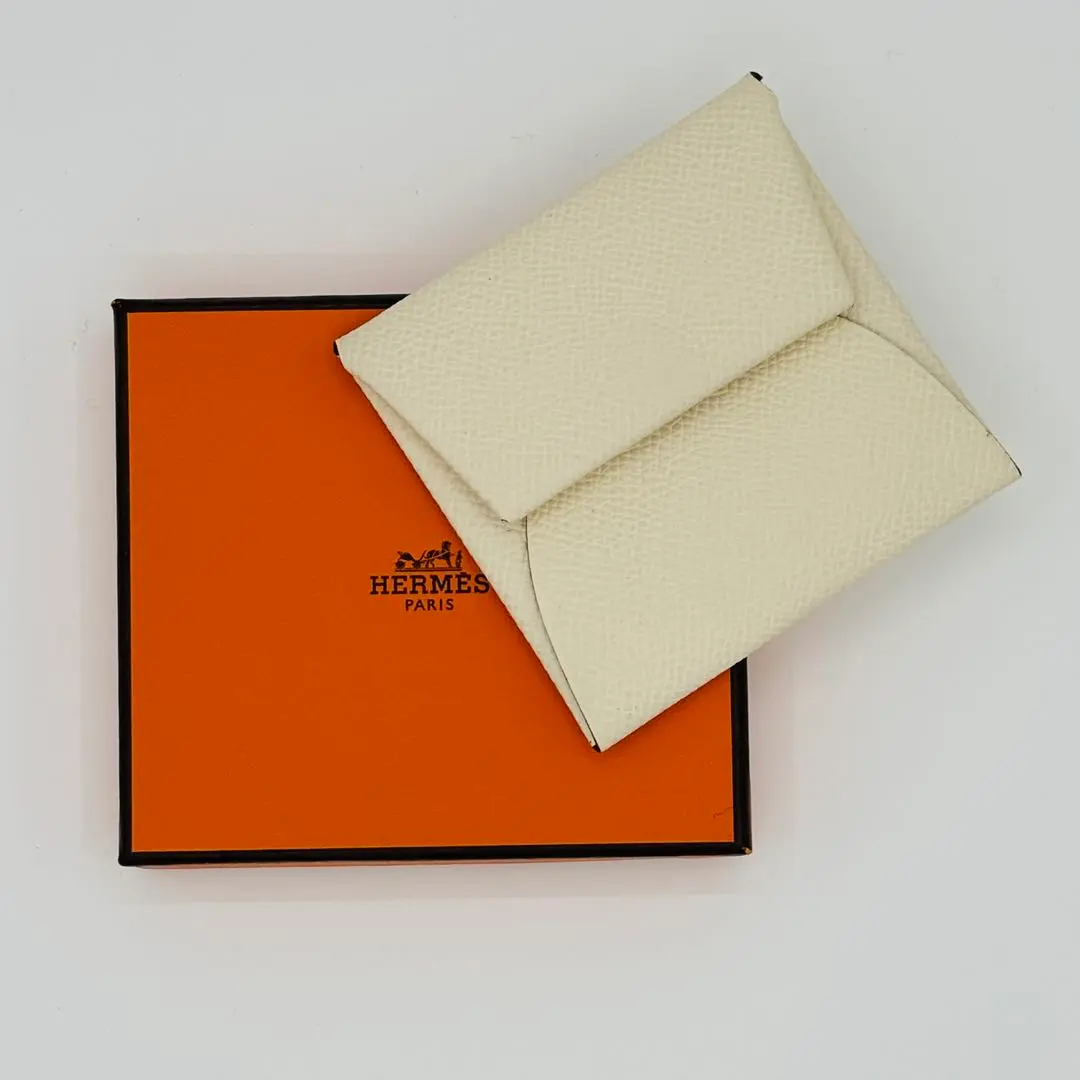 【附收納盒】愛馬仕 Bastia Natta・Sesame 零錢包 皮革 真皮 的縮圖