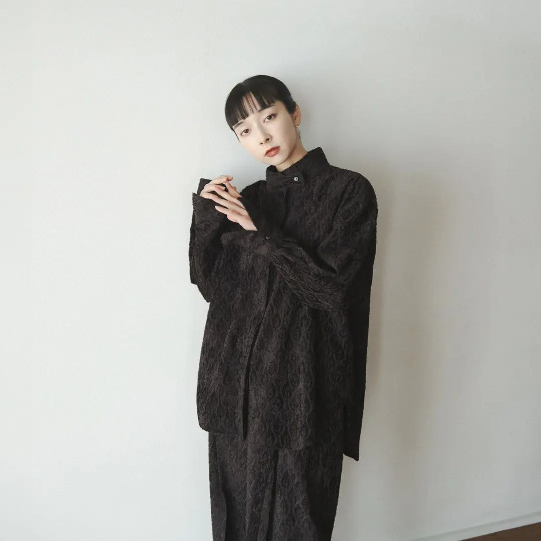 美品　foufou ジャガードボタンダウンワンピース ≪通常販売≫jacquard button down one piece（ジャカードボタン