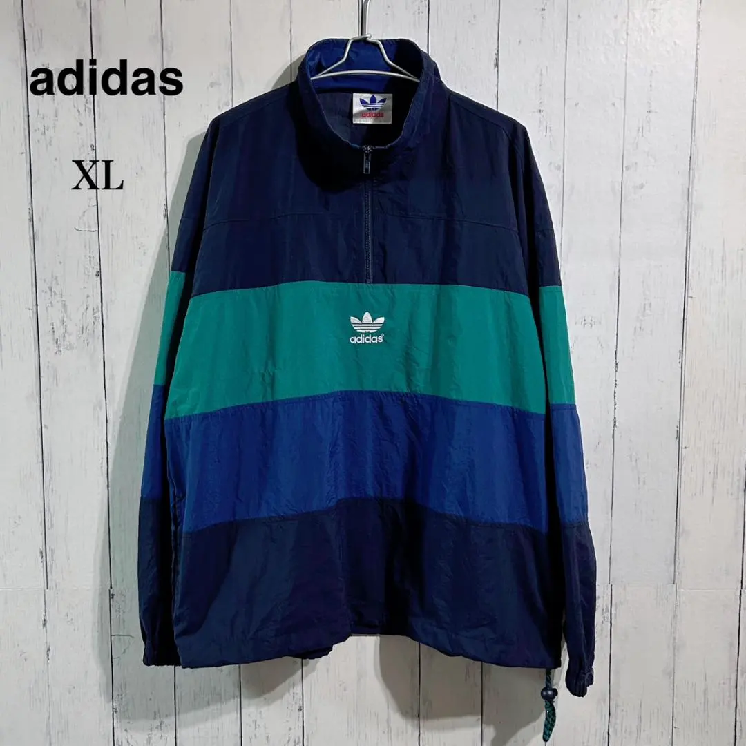 Thumbnail of Adidas Half-Zip Nylon Jacket XL Navy/Green/Blue