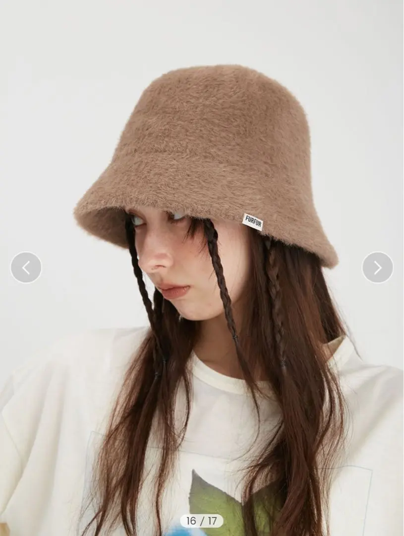 FURFUR ロゴ刺繍ハット ベージュ　バケットハットチューリップハット　バケハ FURFUR ロゴ刺繍ハット ベージュ チューリップハット 帽子