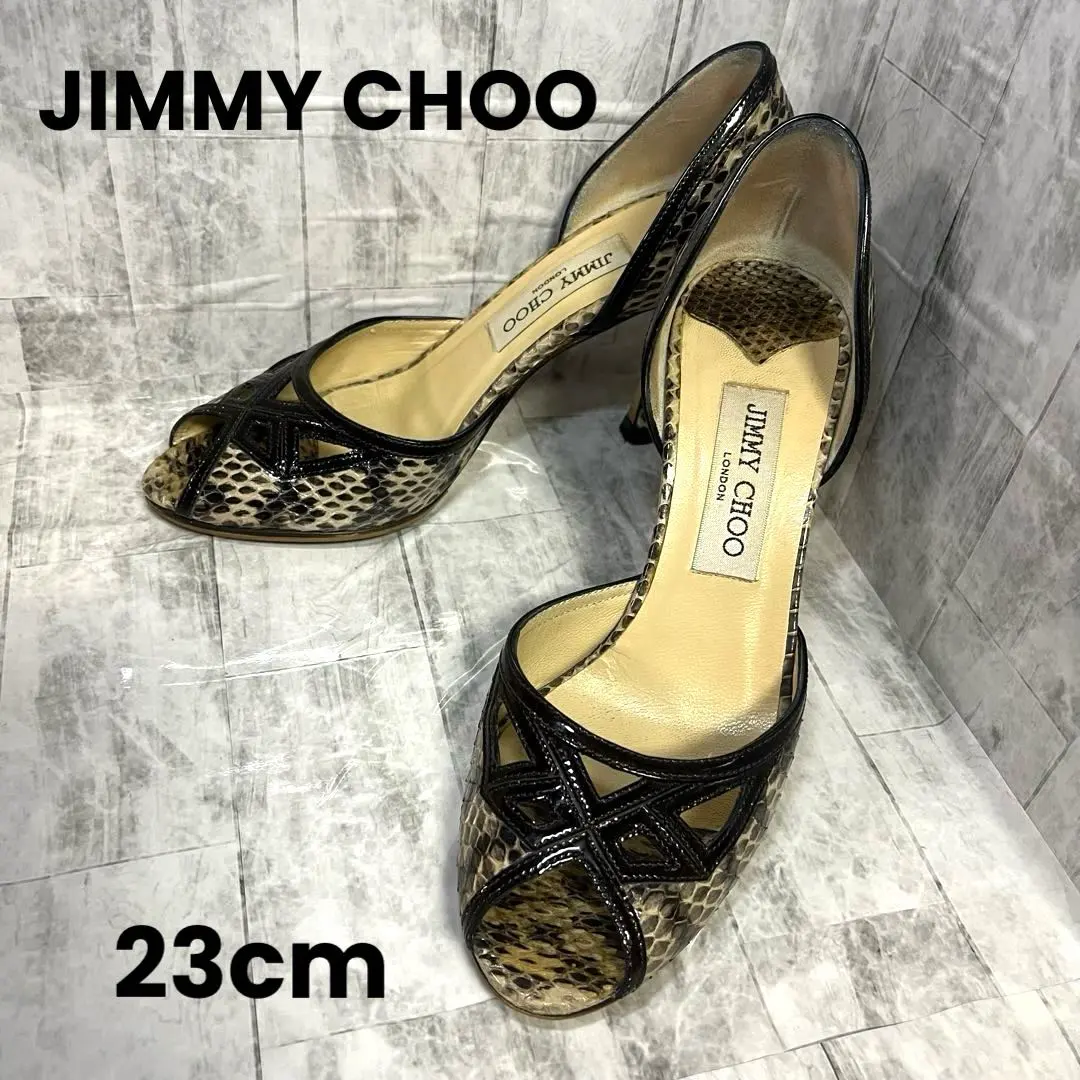Thumbnail of JIMMY CHOO Python print open-toe pumps, 23cm