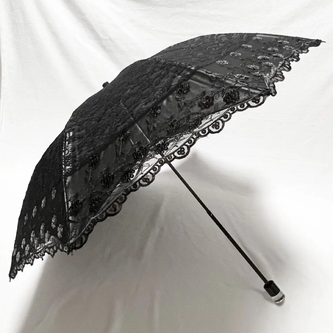 Thumbnail of New Elegant Luxurious Double Lace Embroidery & Sequins Sun/Rain Folding Umbrella