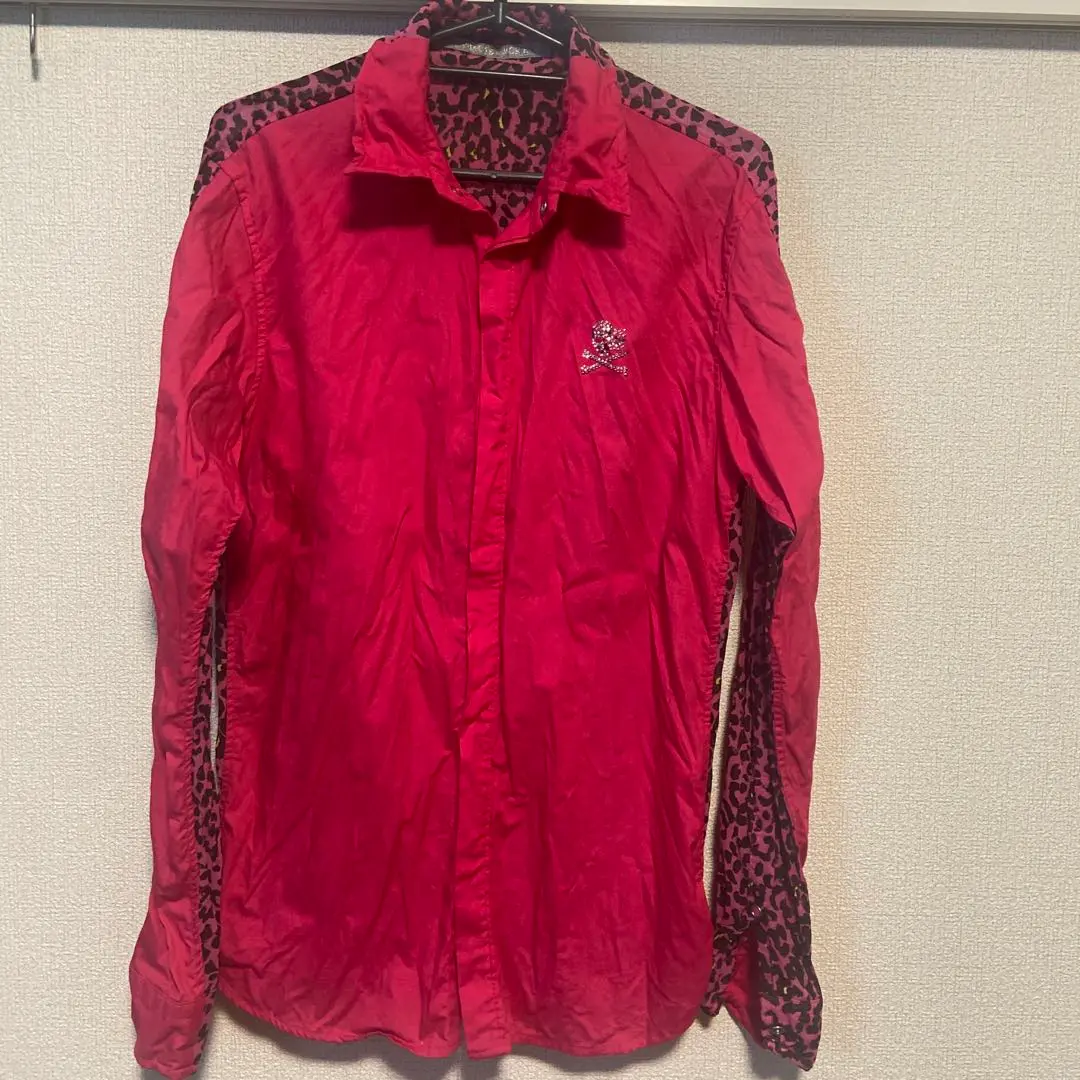 【美品】フランシストモークス　レオパードミックス ハイビスカルスワロシャツ 3 美品】フランシストモークス レオパードミックス ハイビスカル