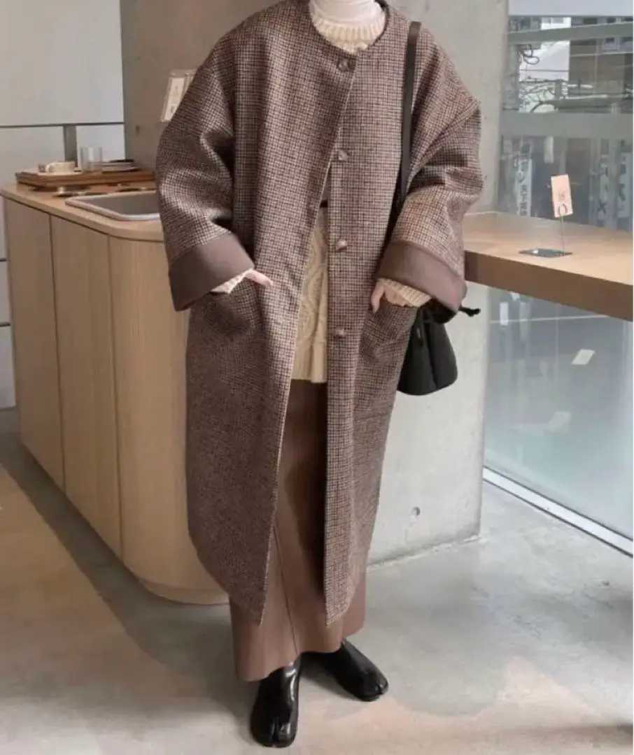 mecherie ミシェリ　チェックロングコート mecherie ミシェリ チェックロングコート