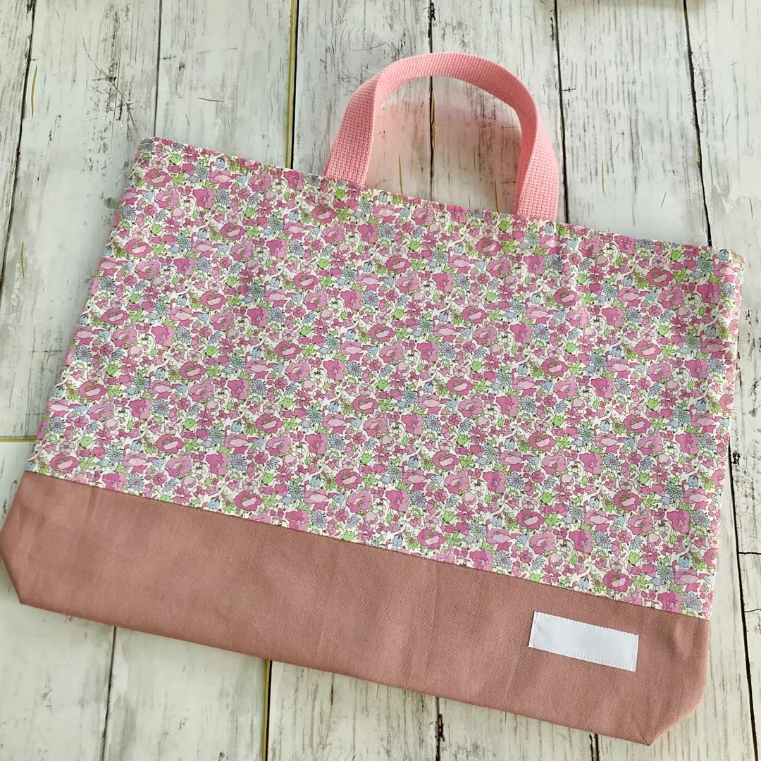 Thumbnail of Pink Floral Pattern Tote Bag / Lesson Bag Handmade 【051】