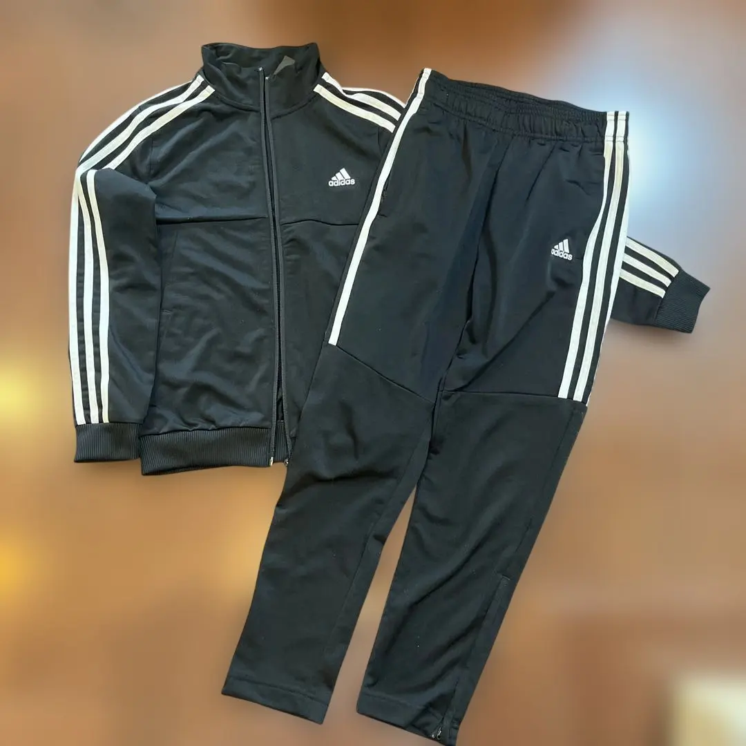 Thumbnail of Adidas black track suit, top and bottom set, 140cm
