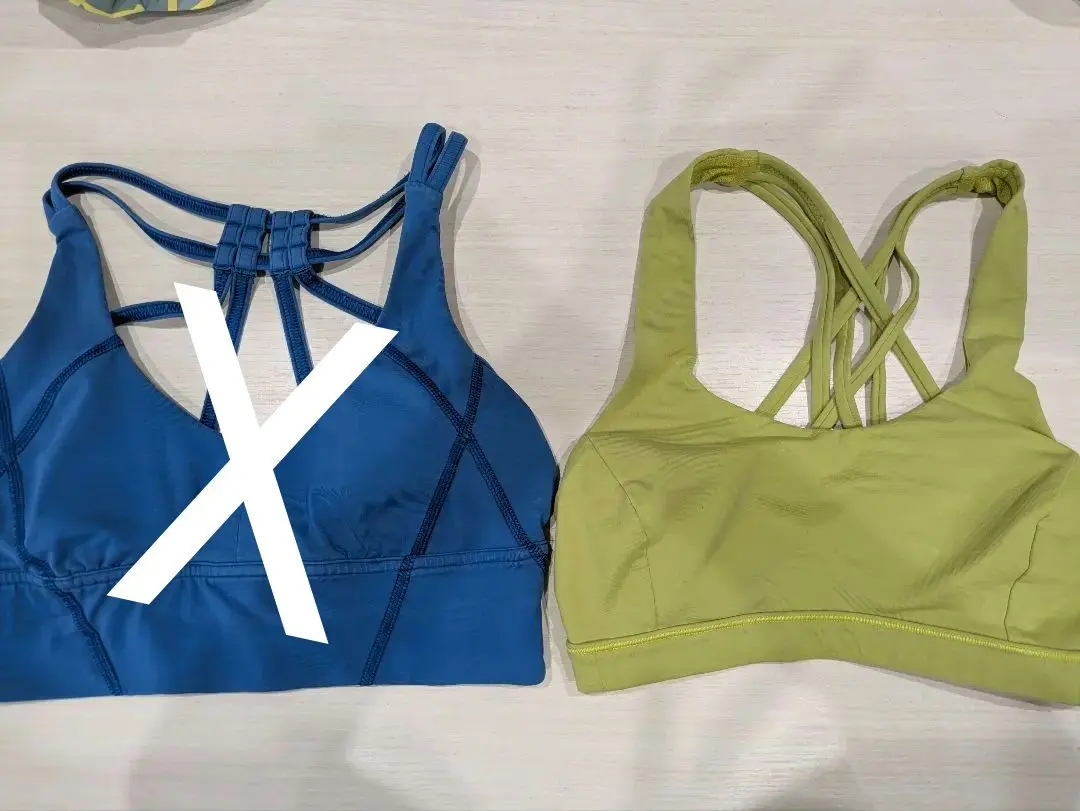 Thumbnail of Blue and Yellow-Green Cross-Back Yoga Bra Size