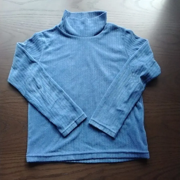Thumbnail of UNIQLO Kids Turtleneck Long-Sleeve Cut-and-Sew Top, Blue