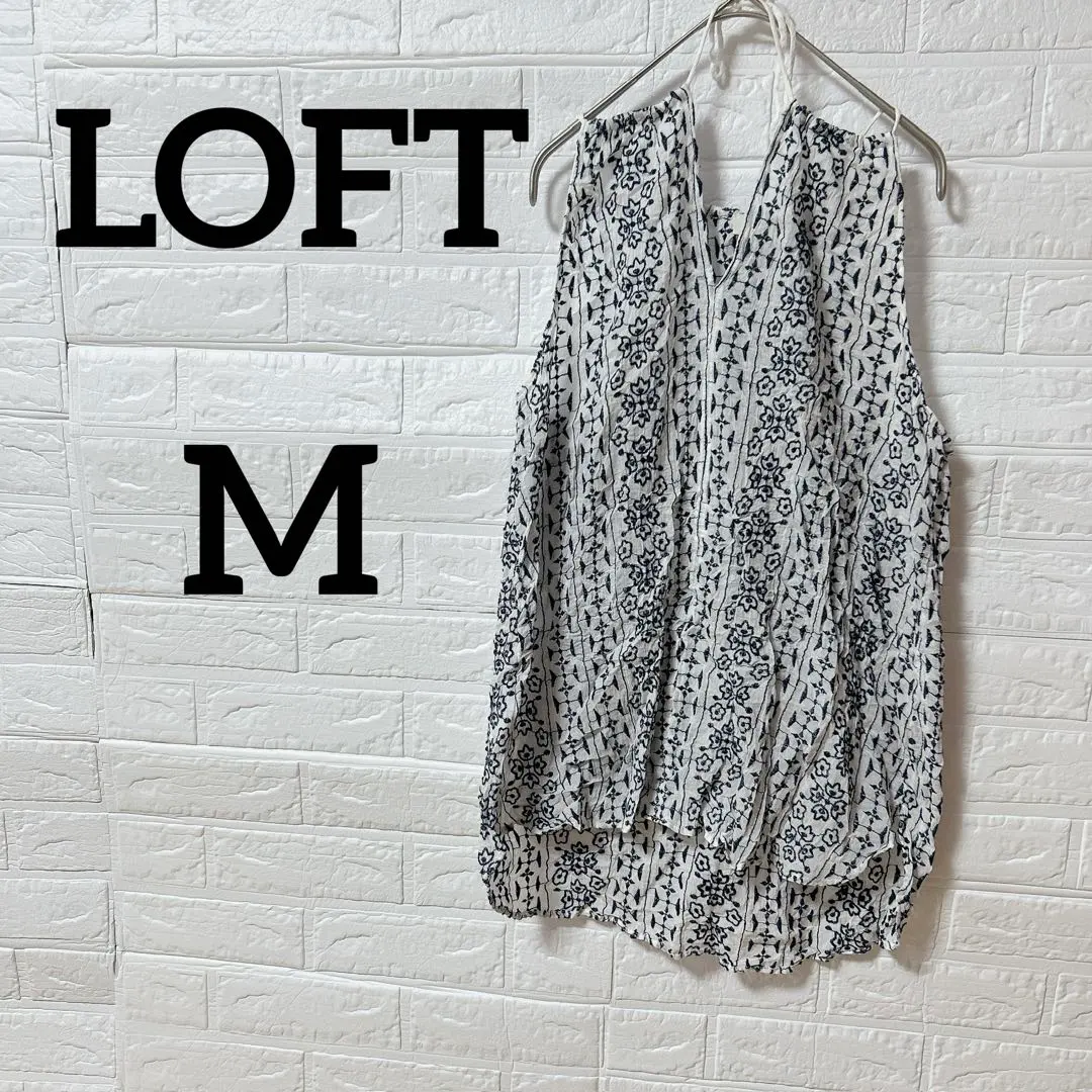 Thumbnail of LOFT Floral Sleeveless Tunic 【M】White x Navy Embroidery Halter Neck
