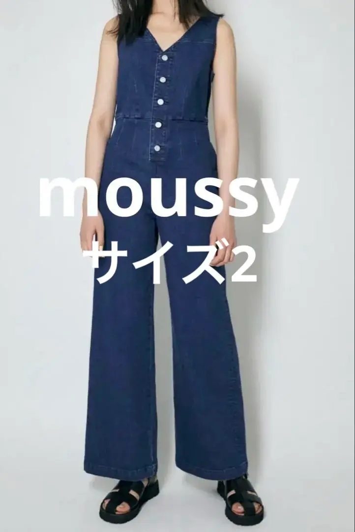 moussy ダークブルー デニムオールインワン セール】デニムベアワイドオールインワン（つなぎ
