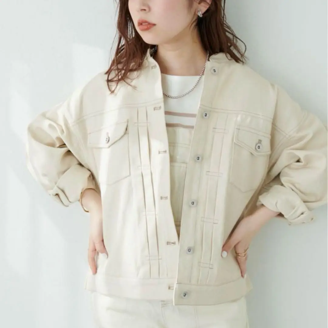 【ナツ】ナチュラルクチュール　Gジャン　ホワイト　アイボリー　新品タグ付 2025年最新】natural couture カラー：ホワイト Gジャン・デニム