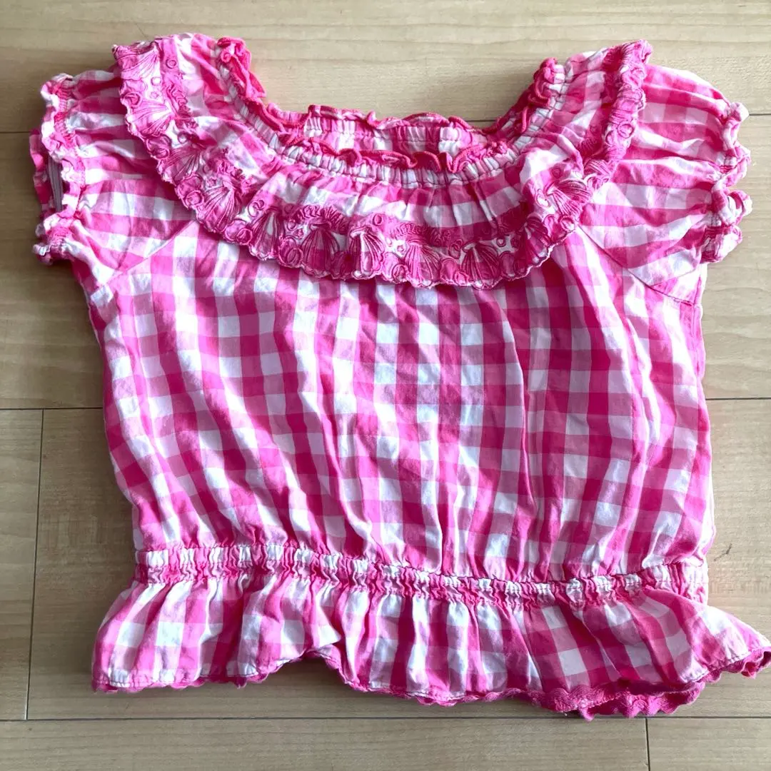 Thumbnail of Mezzo Piano Pink Check Frill Short Sleeve 110