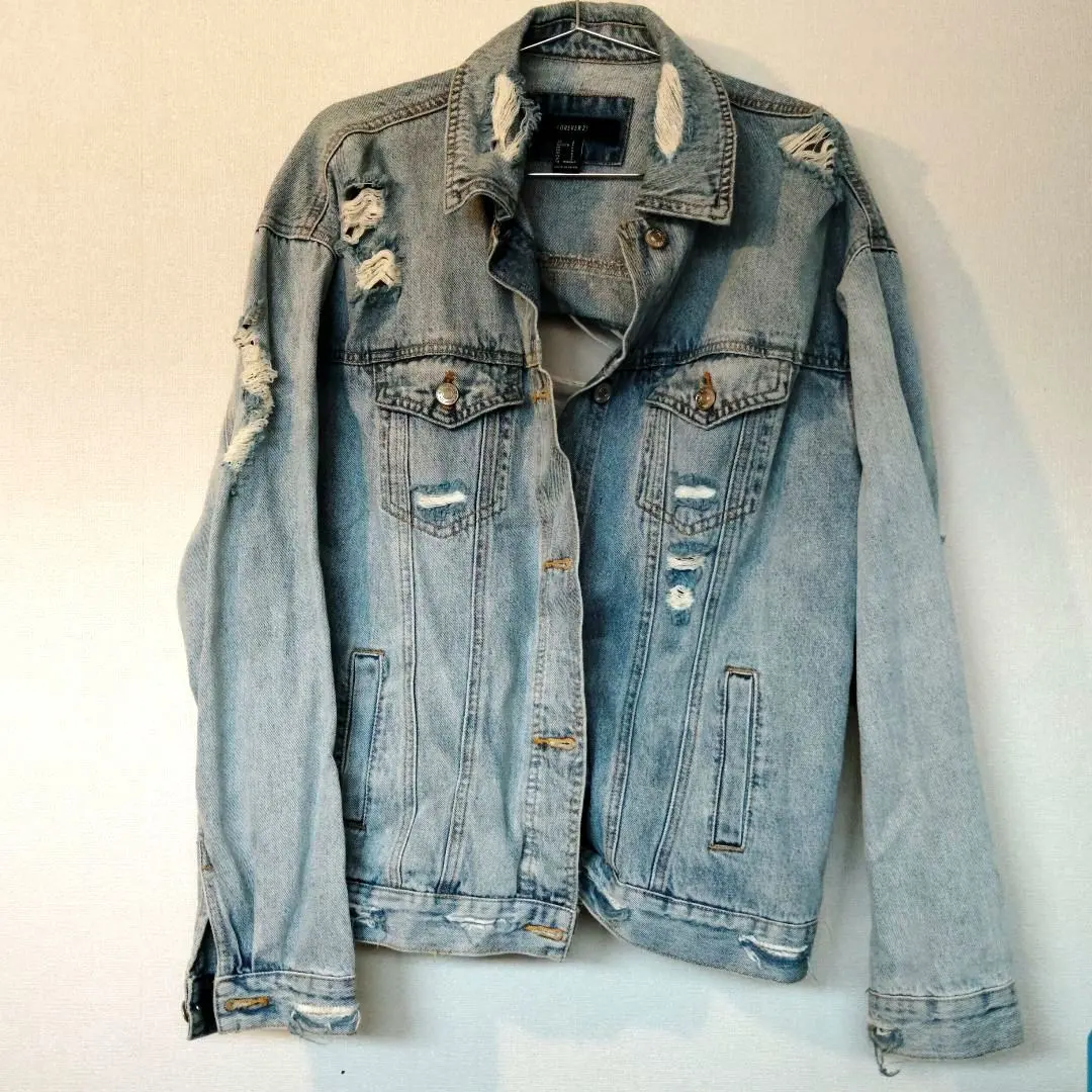 Thumbnail of FOREVER 21 Distressed Denim Jacket, Size S