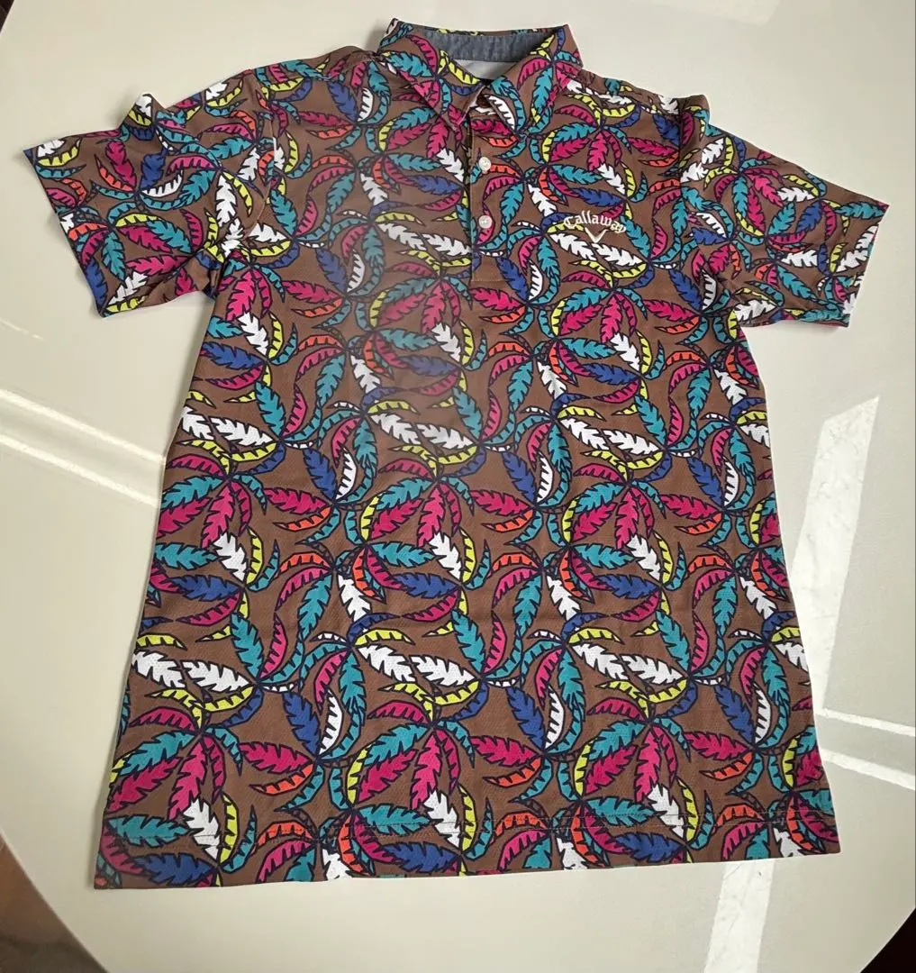 Thumbnail of Callaway Colorful Leaf Pattern Polo Shirt L
