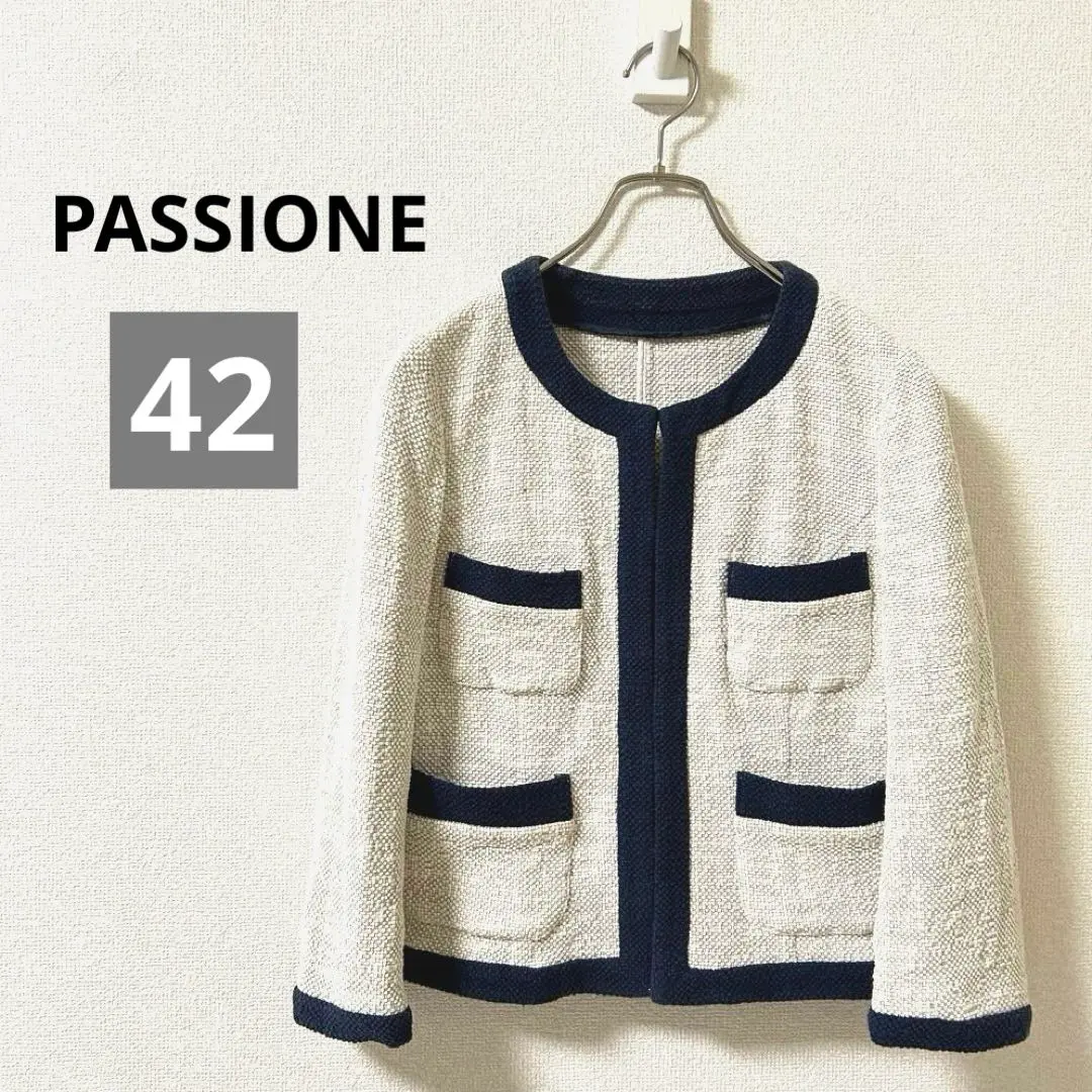 美品　PASSIONE パシオーネ ノーカラージャケット 38 バイカラー 楽天市場】【新作】PASSIONE(パシオーネ)ポリストレッチゆったり