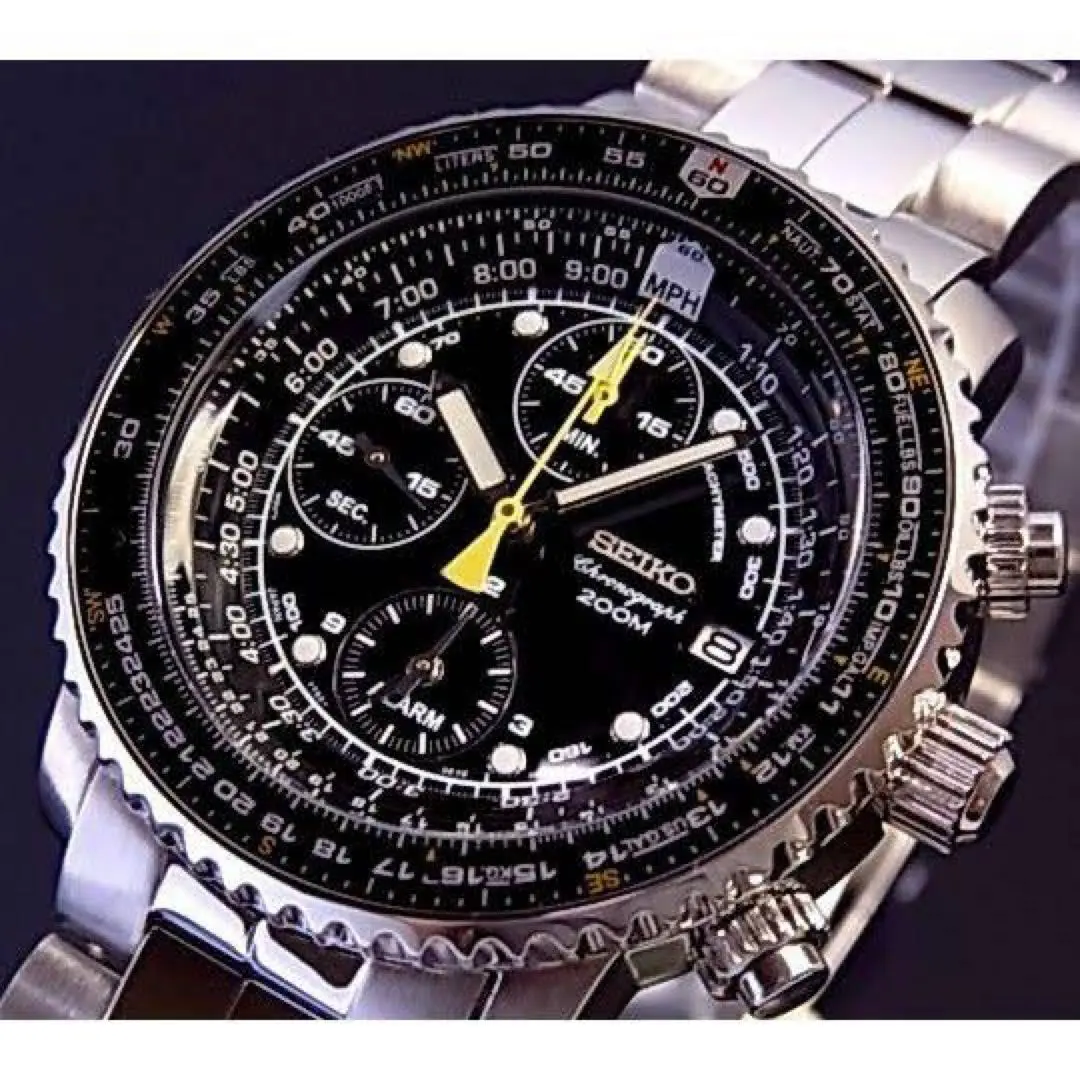SEIKO パイロットウォッチ_SNA411P1 （廃盤品） Seiko SNA411P1 7T62-0EB0 Pilot's Quartz Chronograph Watch