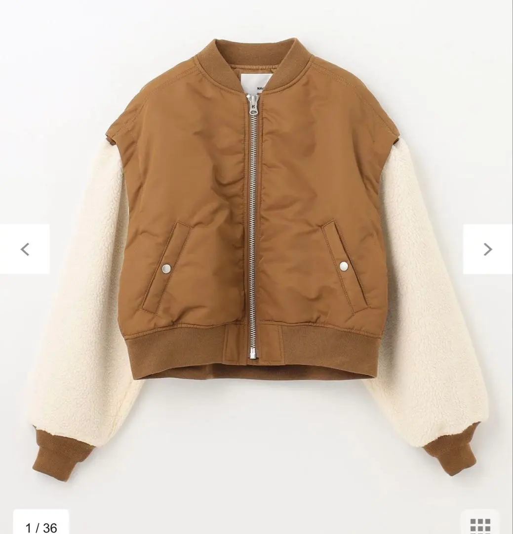 NAVE 兩穿袖口毛邊背心 2WAY MA-1 卡其色 新品 的縮圖