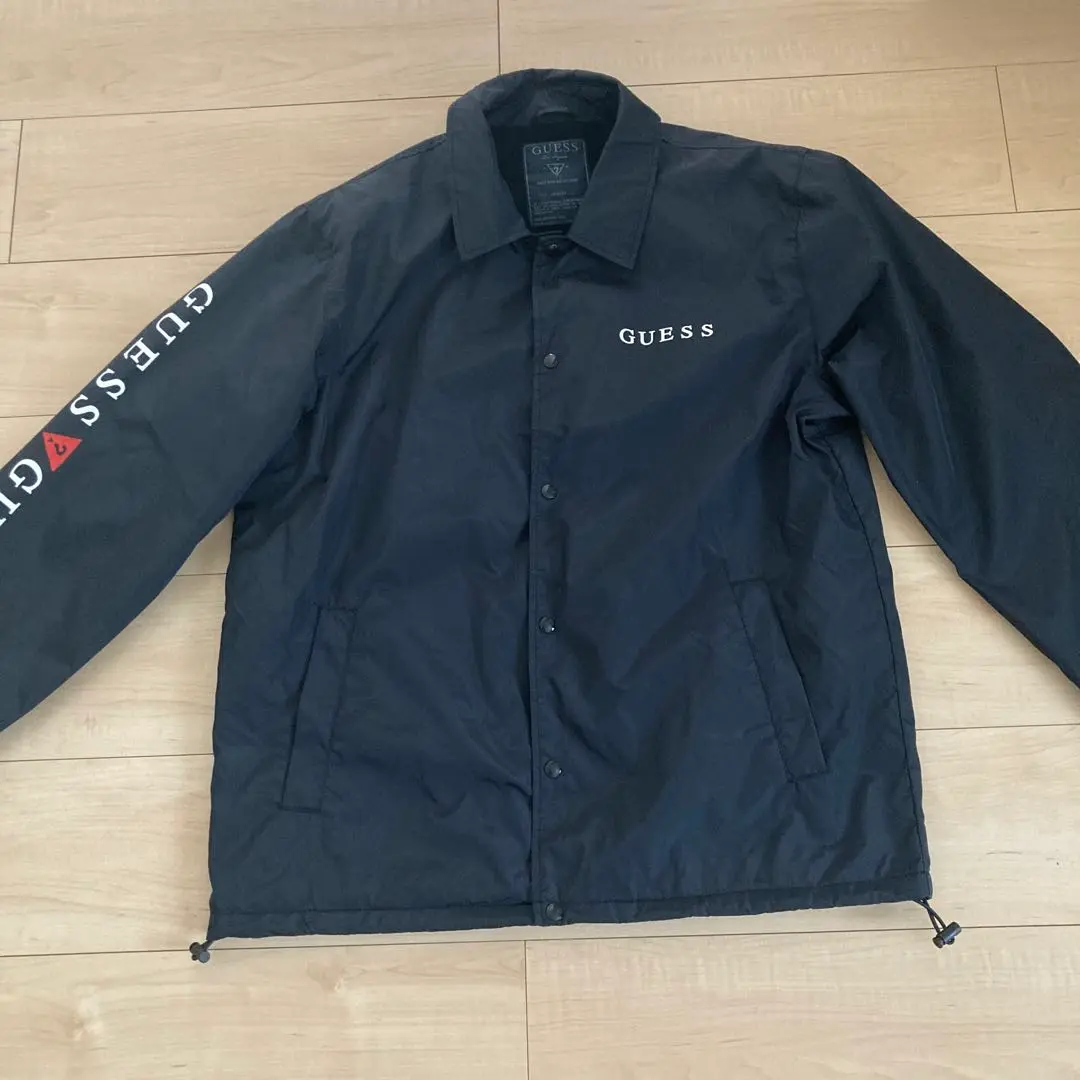 GUESS ORIGINALS ビッグロゴ コーチジャケット ブラック L 古着 GUESS ORIGINALS ビッグロゴ コーチジャケット ブラック L 古着