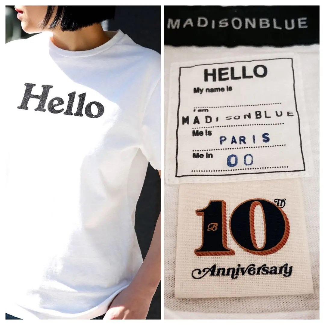 レディースMADISONBLUE 10TH HELLO Tシャツ/ネイビー00 VINTAGE HELLO TEE＜10th 限定＞ | 10TH | MADISONBLUE