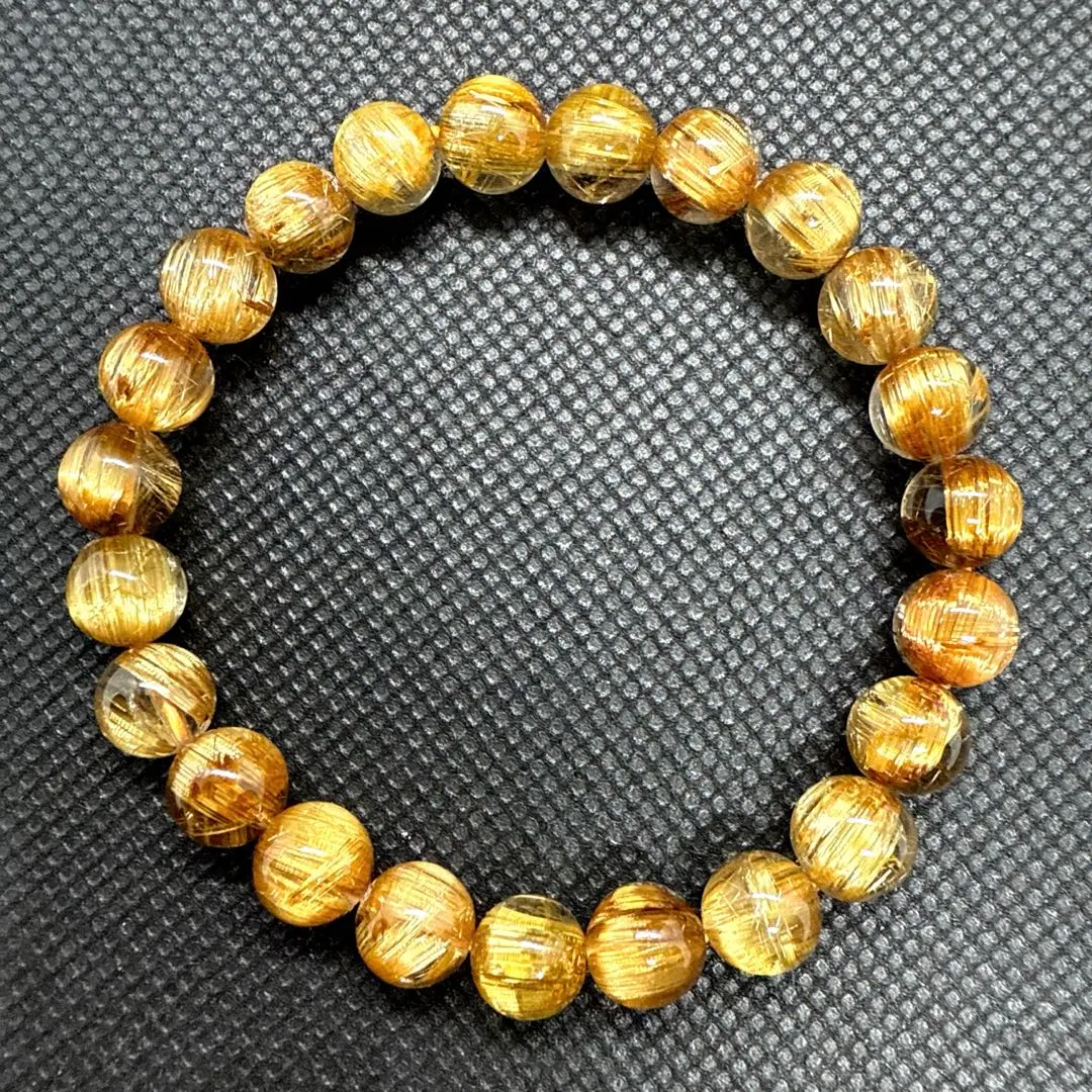 Thumbnail of Cat's Eye Tai-jin Rutilated Quartz Bracelet 8mm, Gold, for Financial Luck