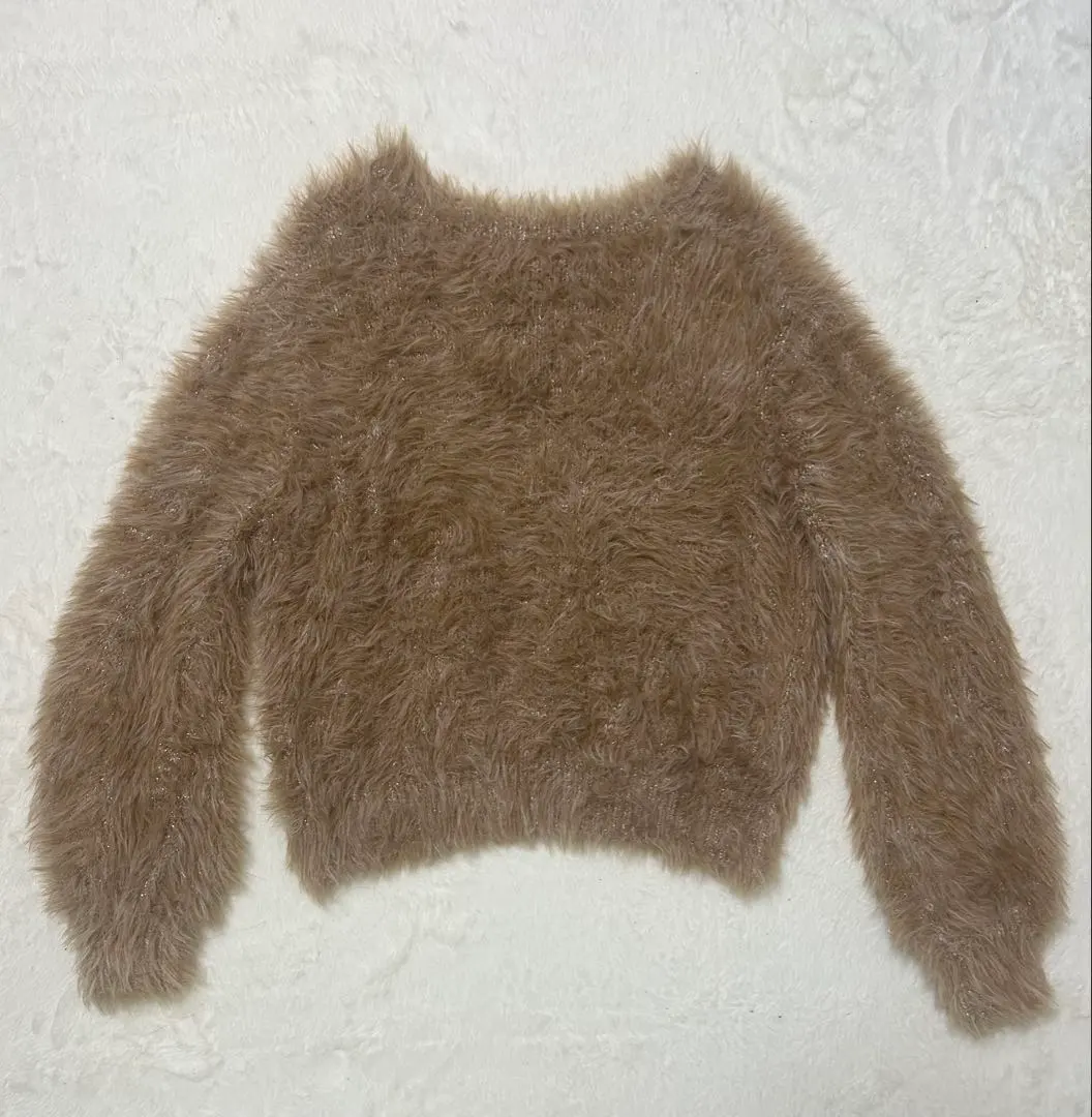 棕色 帶亮片毛絨感針織衫 長袖 的縮圖