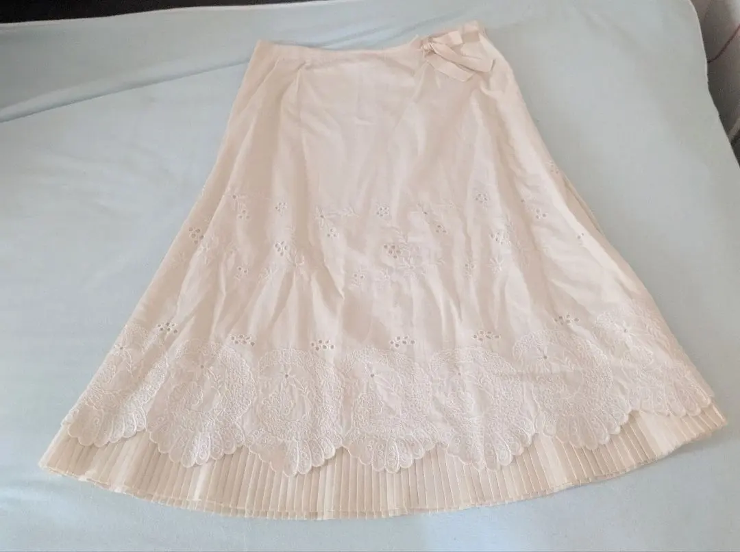 Thumbnail of NEXT ♥️ Next Beige Embroidered Flare Skirt Knee Length L