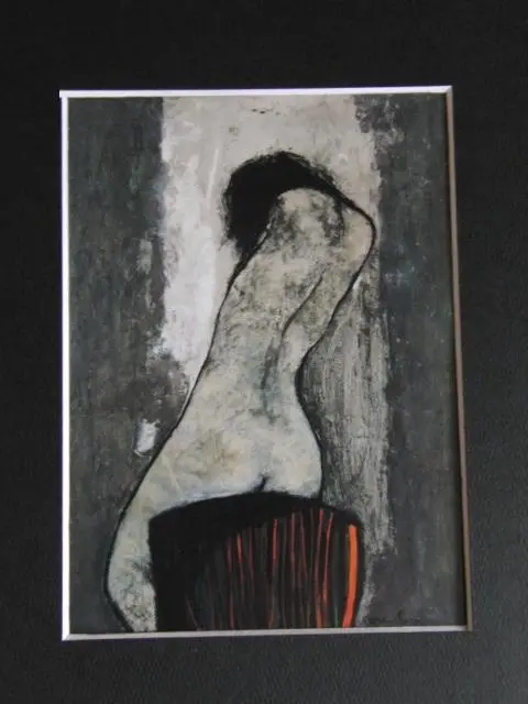 栗原一郎、【裸身】、希少な大判額装用画集より、美品、日本人画家 栗原一郎 『裸婦』 ｜骨董品買取 緑和堂
