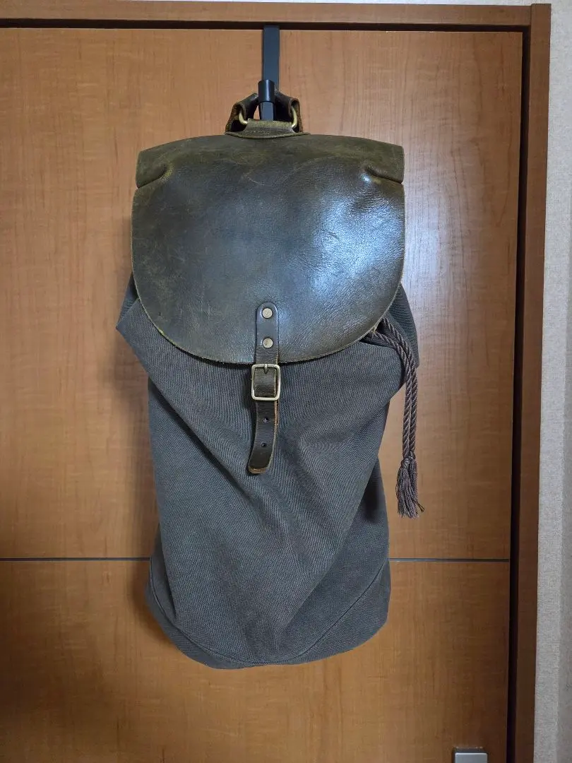 美品! VASCO メンズ大型リュック 肉厚レザー×キャンバス vasco/ヴァスコ 美品 キャンバス レザー リュックサック