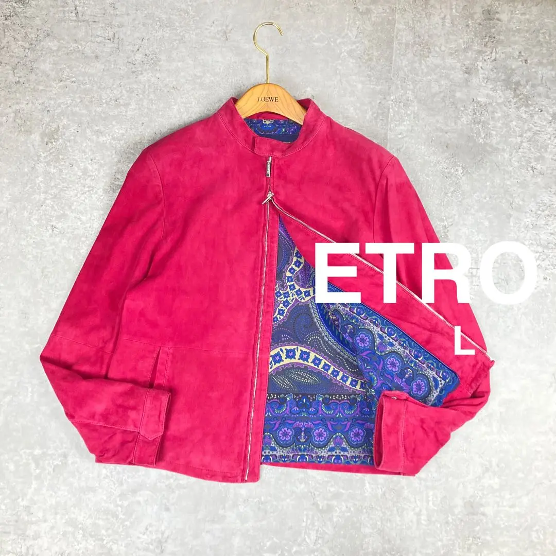 ETRO エトロ　レザー　シングルライダース　ジャケット　L やぎ革　ゴート ETRO エトロレザーシングルライダースジャケットL やぎ革ゴート