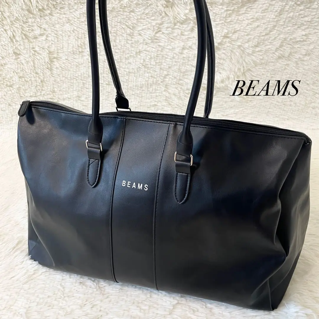 未使用級☆BEAMS ビームス ボストンバック 旅行 ブラック レザー調 大容量 BEAMS LIGHTS - 新品未使用 BEAMS ビームス ライツ ボストン