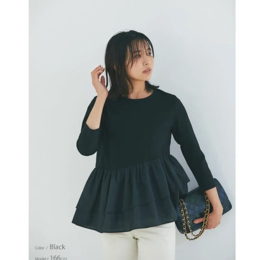 Thumbnail of NOSTALGIA Double Peplum Cut-and-Sewn Top 3/4 Sleeve M