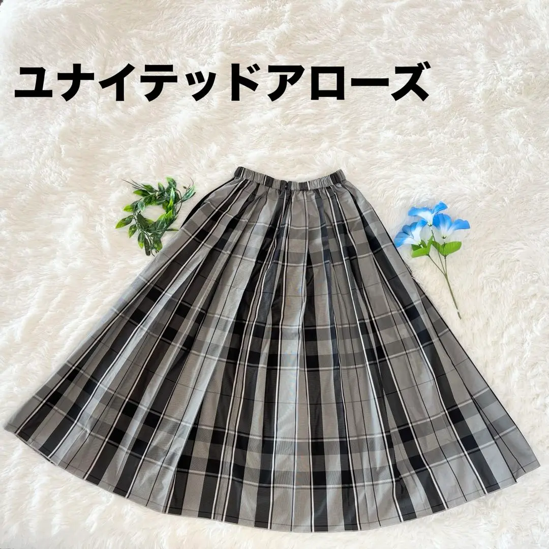 極美品　UNITED ARROWS シャンブレー タフタ プリーツスカート　Ｓ UNITED ARROWS（ユナイテッドアローズ）の「シャンブレー タフタ