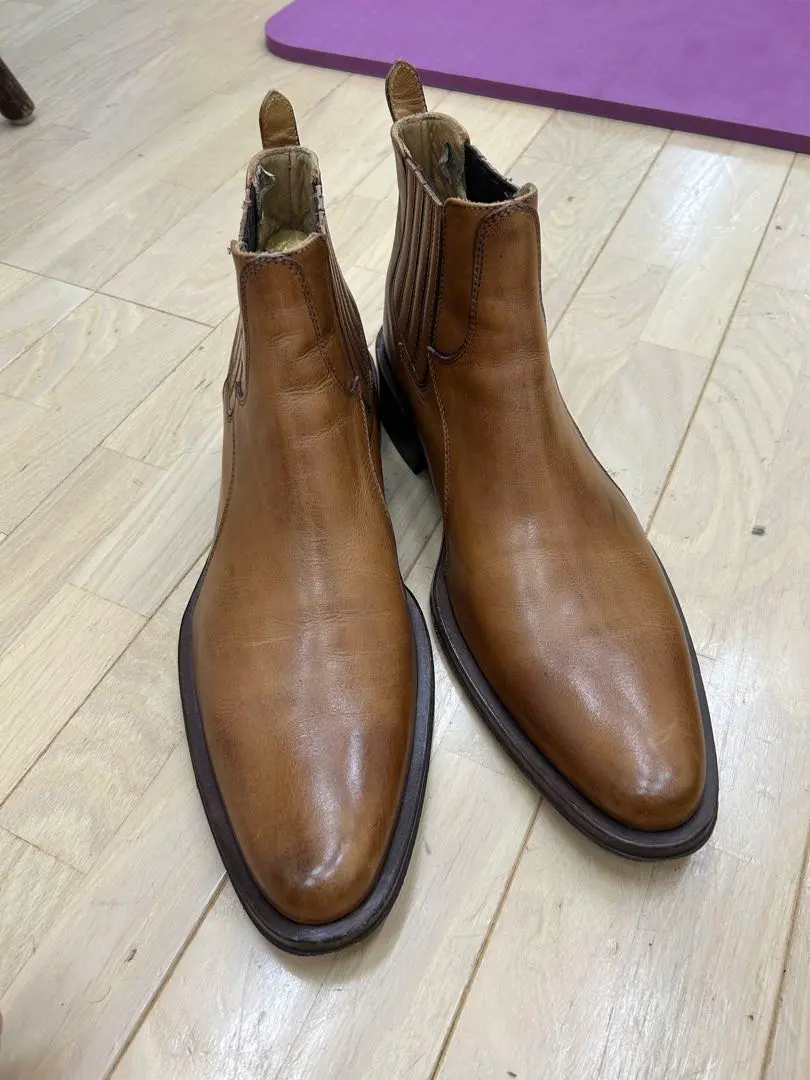 茶色皮革側邊彈性靴 visaruno 42 的縮圖