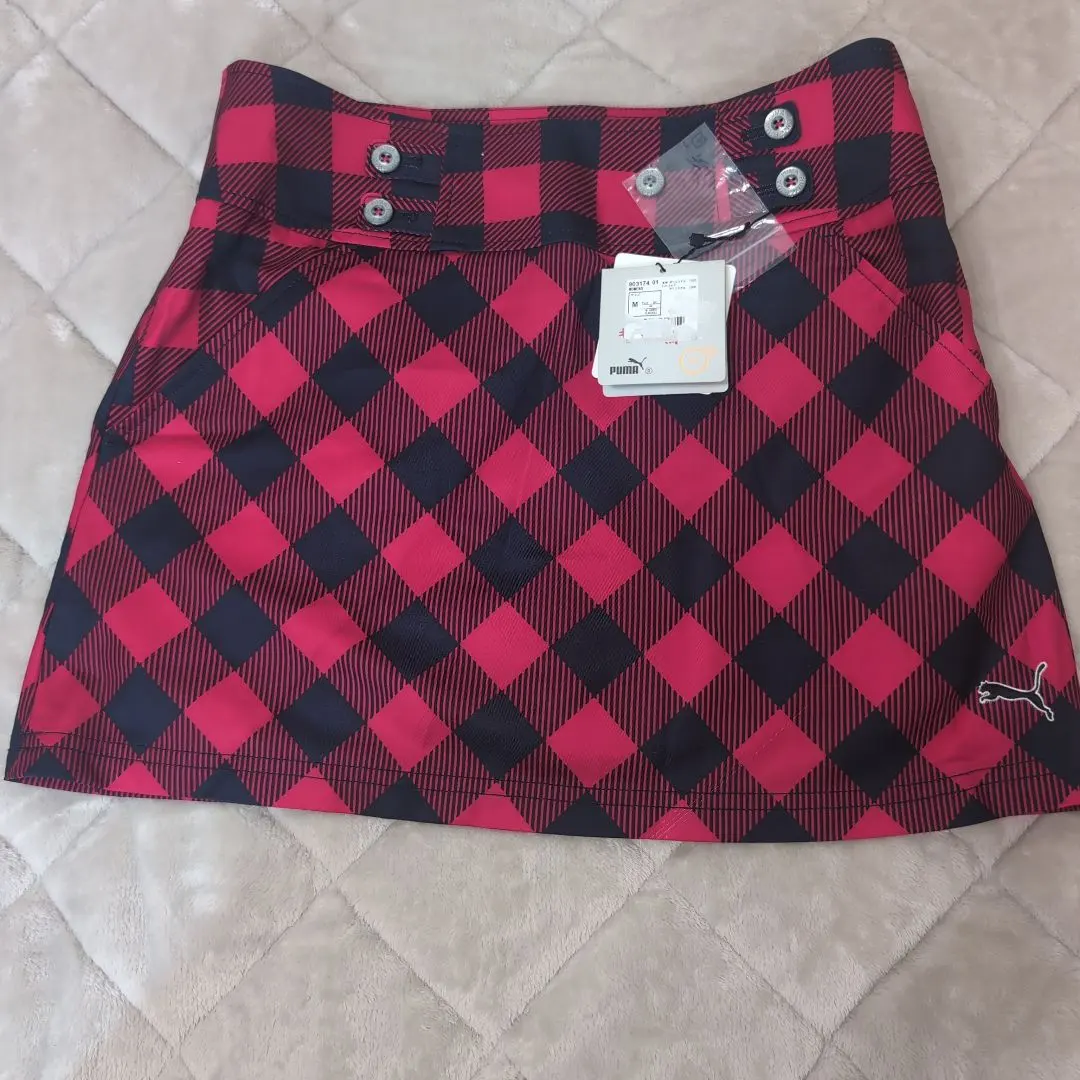 【全新未使用】PUMA 高爾夫球裙 M 碼 紅黑格紋 的縮圖