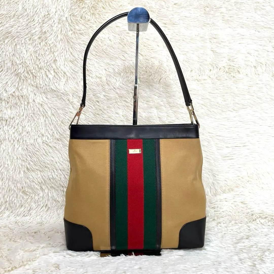 GUCCI GG柄　トートバッグ ベージュ/ブラック　ワンショルダー　✨美品✨ nVTRC6Bk1XUevrl58dsRq9atrYc9JD