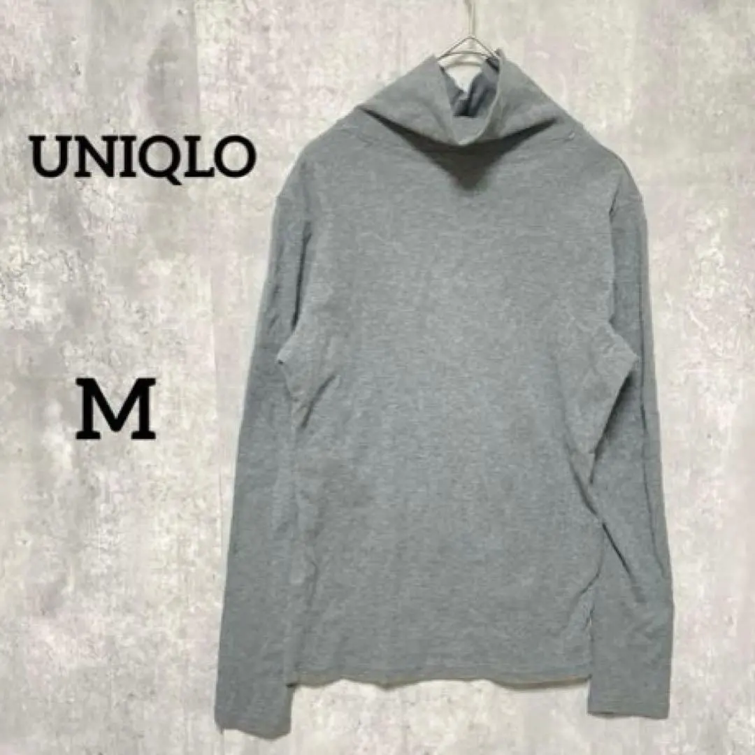 Thumbnail of UNIQLO Gray Turtleneck Long Sleeve Cotton Women's M Autumn/Winter Simple