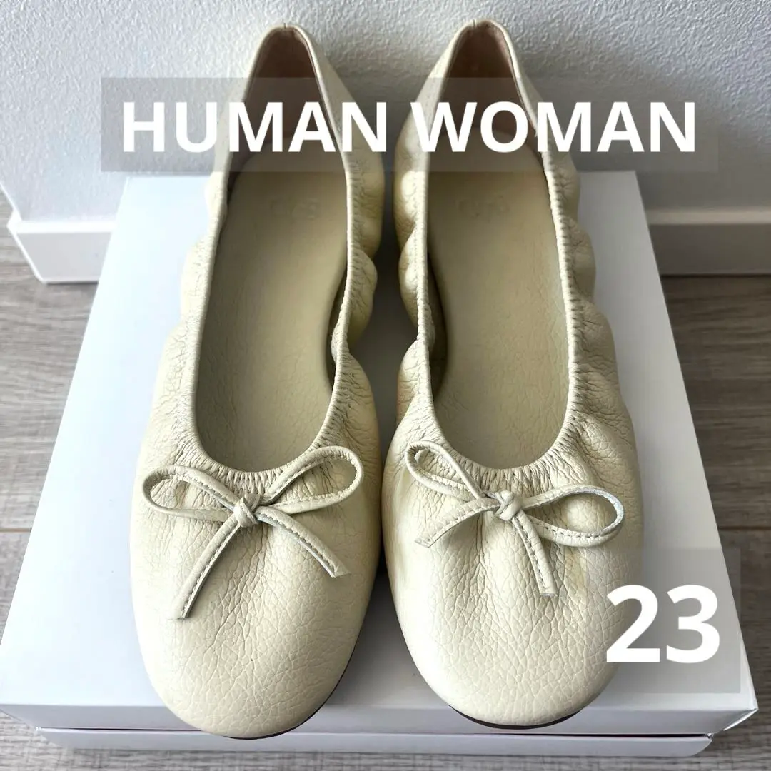 【新品】ヒューマンウーマン　バレエシューズ　フラットシューズ　ブラック　36 2025年最新】HUMAN WOMAN フラットシューズ・バレエシューズの