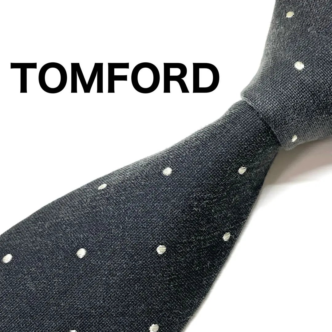 Tom Ford トムフォード ブラック ドット シルク ネクタイ 水玉 黒 白 TOM FORD (トムフォード) シルク100％ ドット ネクタイ メンズ