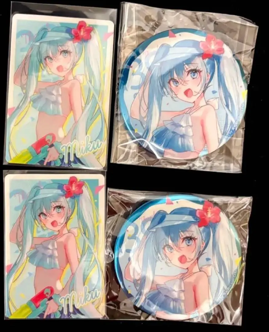 Thumbnail of 39Culture Hatsune Miku Swimsuit Can Badges (2) + 2 Cards / Fes 2024