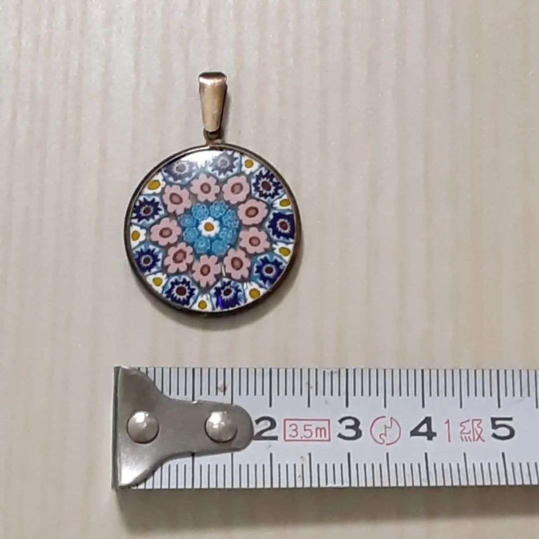 威尼斯玻璃 彩色幾何紋樣琺瑯吊墜 銀925 的縮圖