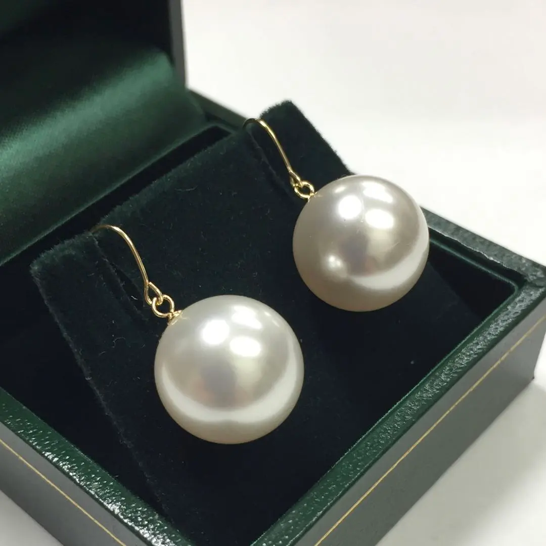 K18 水晶珍珠耳環 12mm 鉤式耳環 真珠 18K金耳環 的縮圖