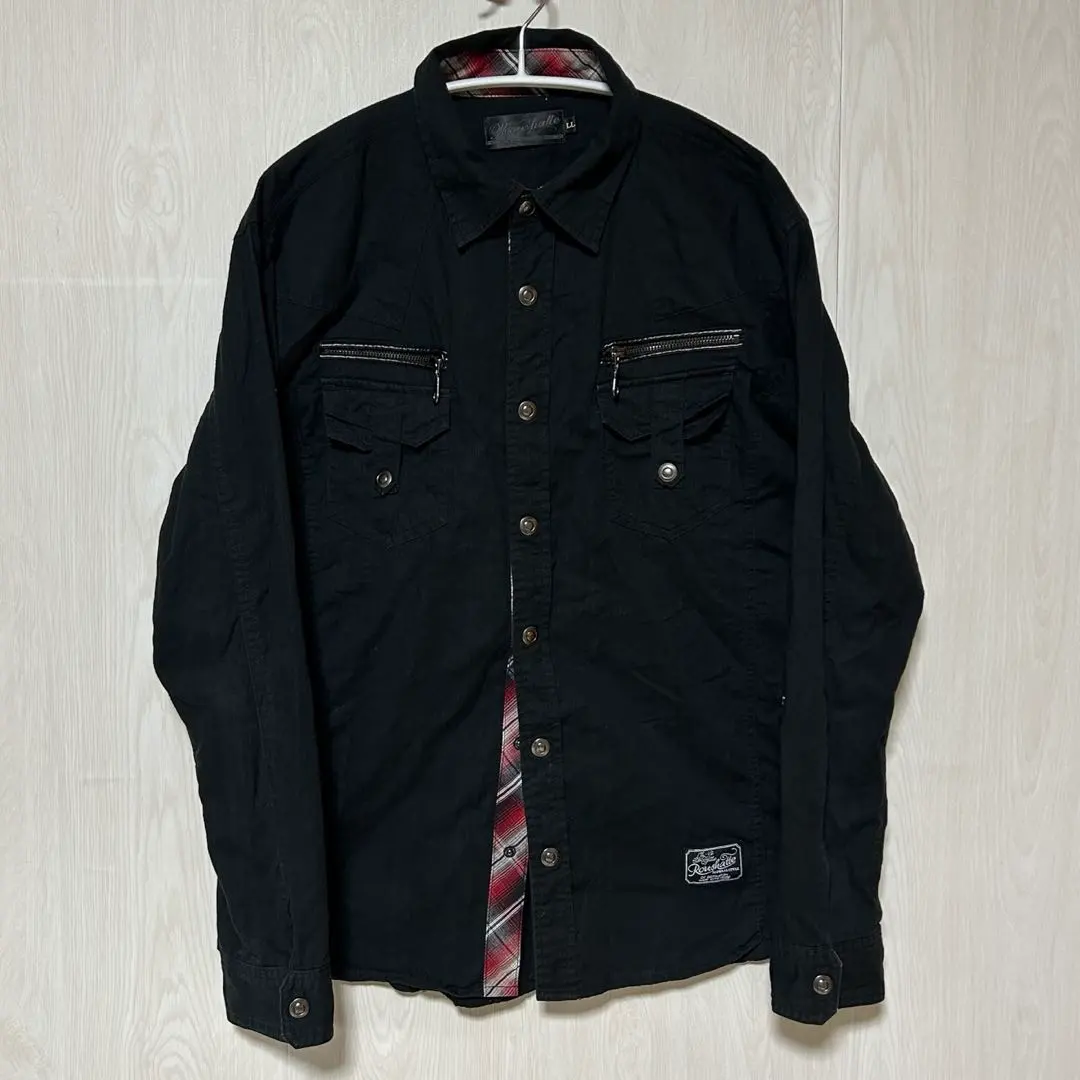 Thumbnail of Visual Kei, Subculture, "Jirai-kei" (Mine-style), Cyberpunk, Checkered Mixed Shirt, Black, LL