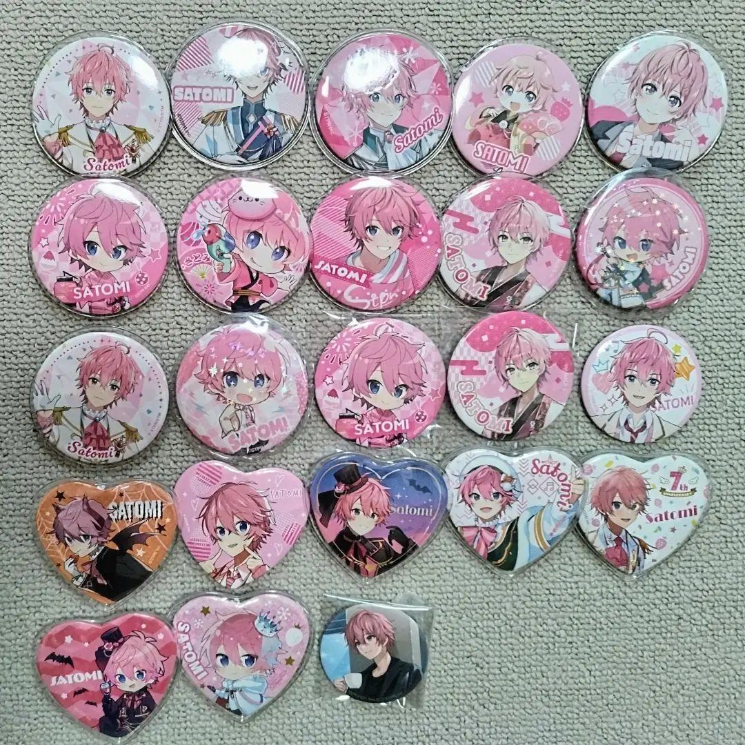 Thumbnail of StPri (Strawberry Prince) Satomi, Satomi-kun, can badge, can badge, heart-shaped can badge, set, bulk sale