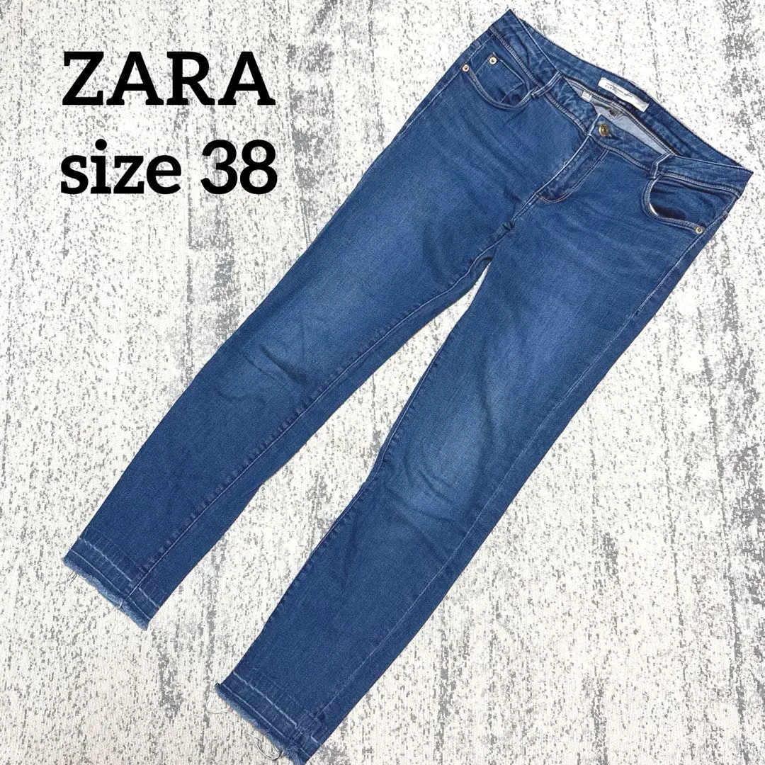 Thumbnail of ZARA Denim Jeans Fringe 38 Blue Low Rise y2k