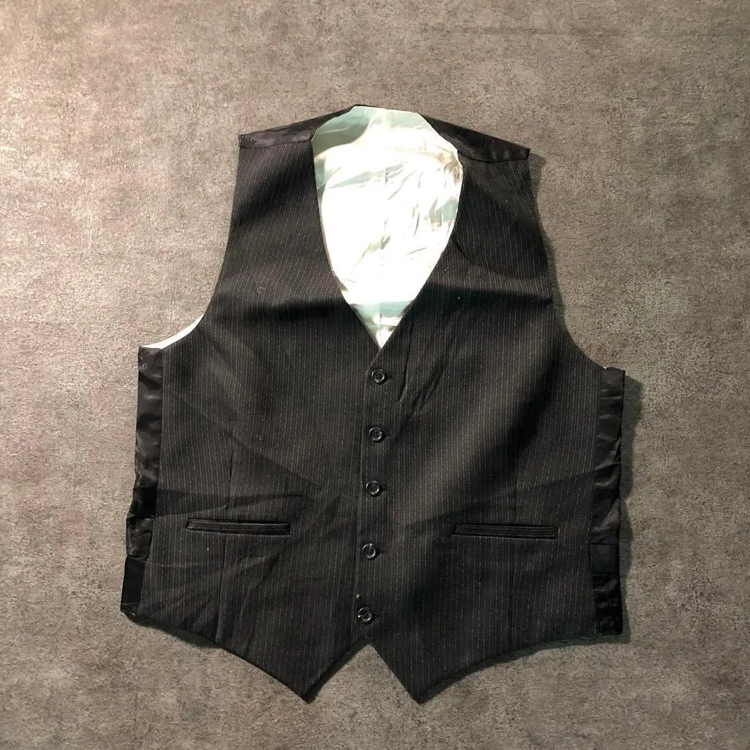 フレンチワーク ヴィンテージ ジレ ベスト 30s 40s 杢グレー ストライプ 2025年最新】VINTAGE 柄・デザイン：ストライプ メンズ ベストの
