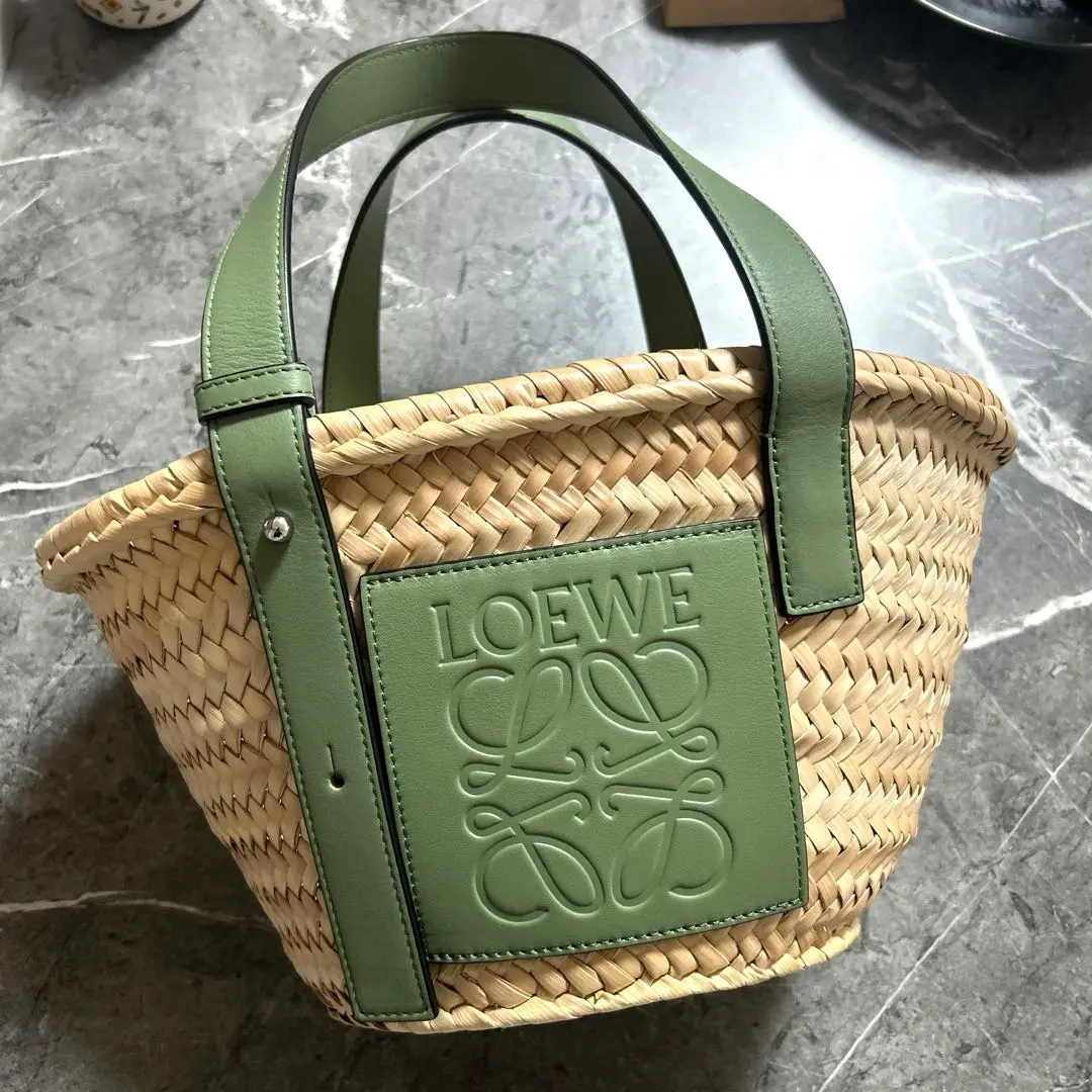 LOEWE かごバッグ ナチュラル/グリーン　巾着袋付き 楽天市場】バッグインバッグ ロエベ LOEWE対応 カゴバッグ対応