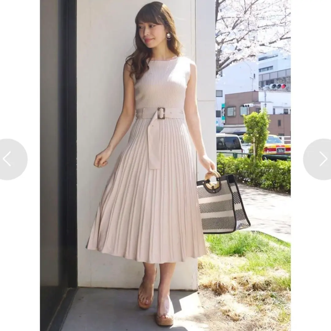 Thumbnail of MERCURYDUO Ribbed Pleated Knit Dress