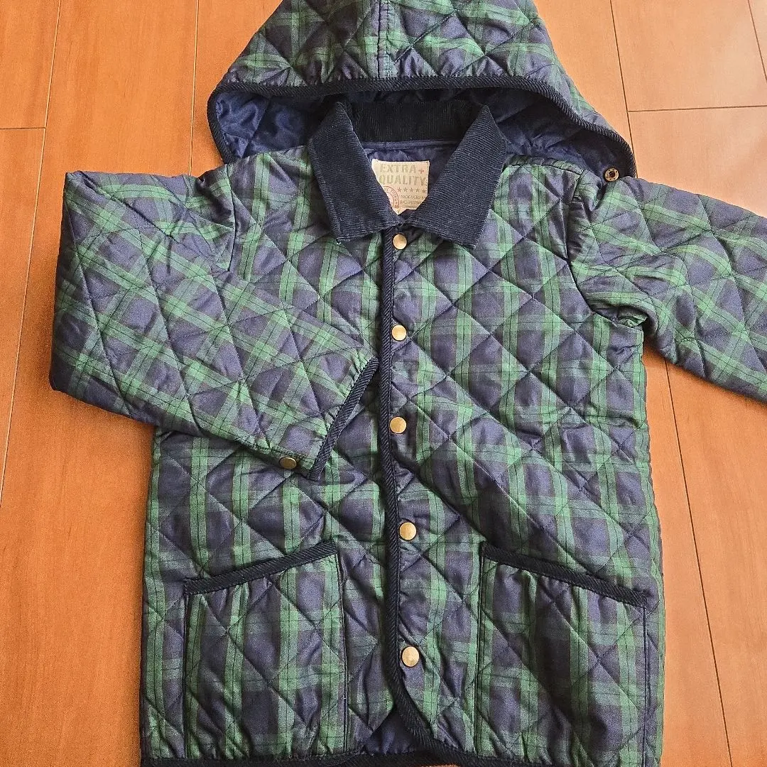 Thumbnail of Excellent condition quilted jacket, green and navy check, size 140, coat/jumper
