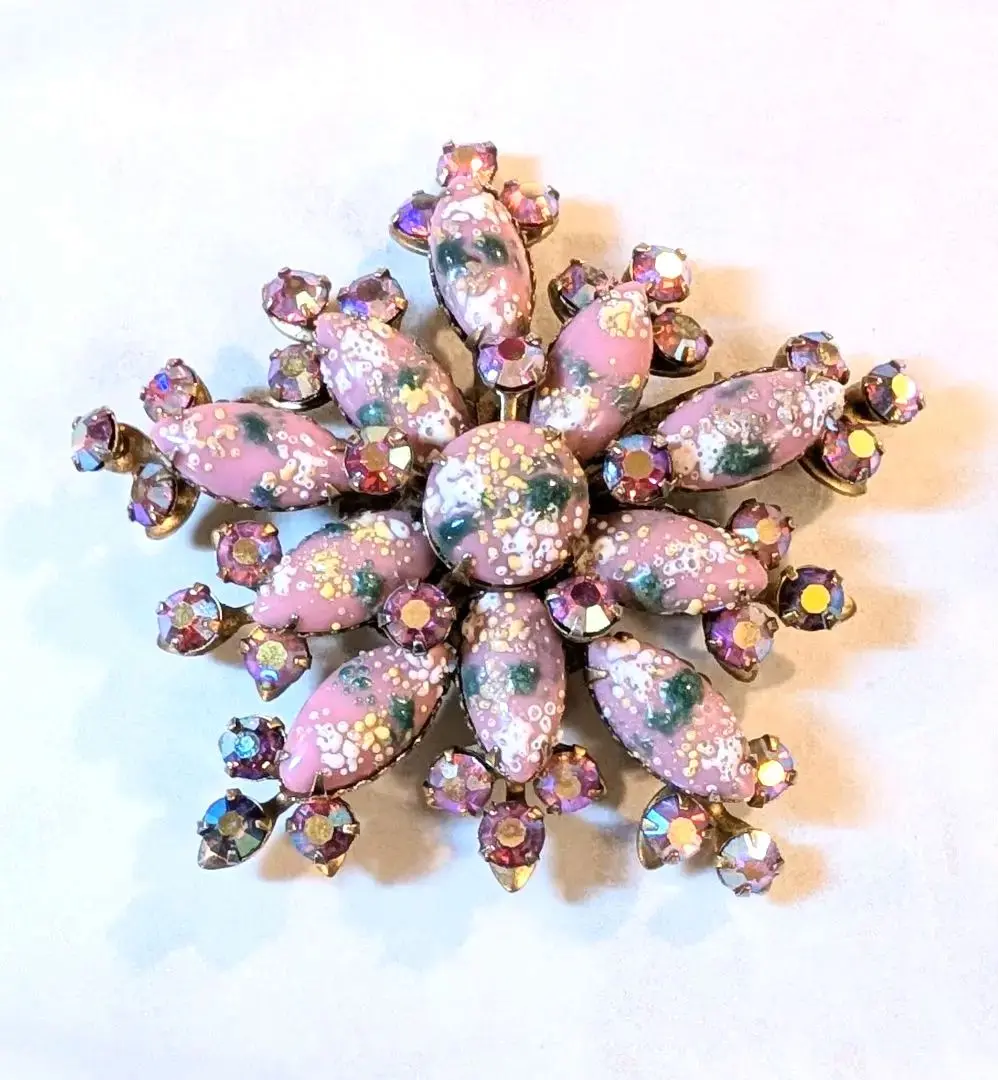 No.0258　ヴィンテージJULIANA　アクアブルースクエアブローチ No.0258ヴィンテージJULIANAアクアブルースクエアブローチ