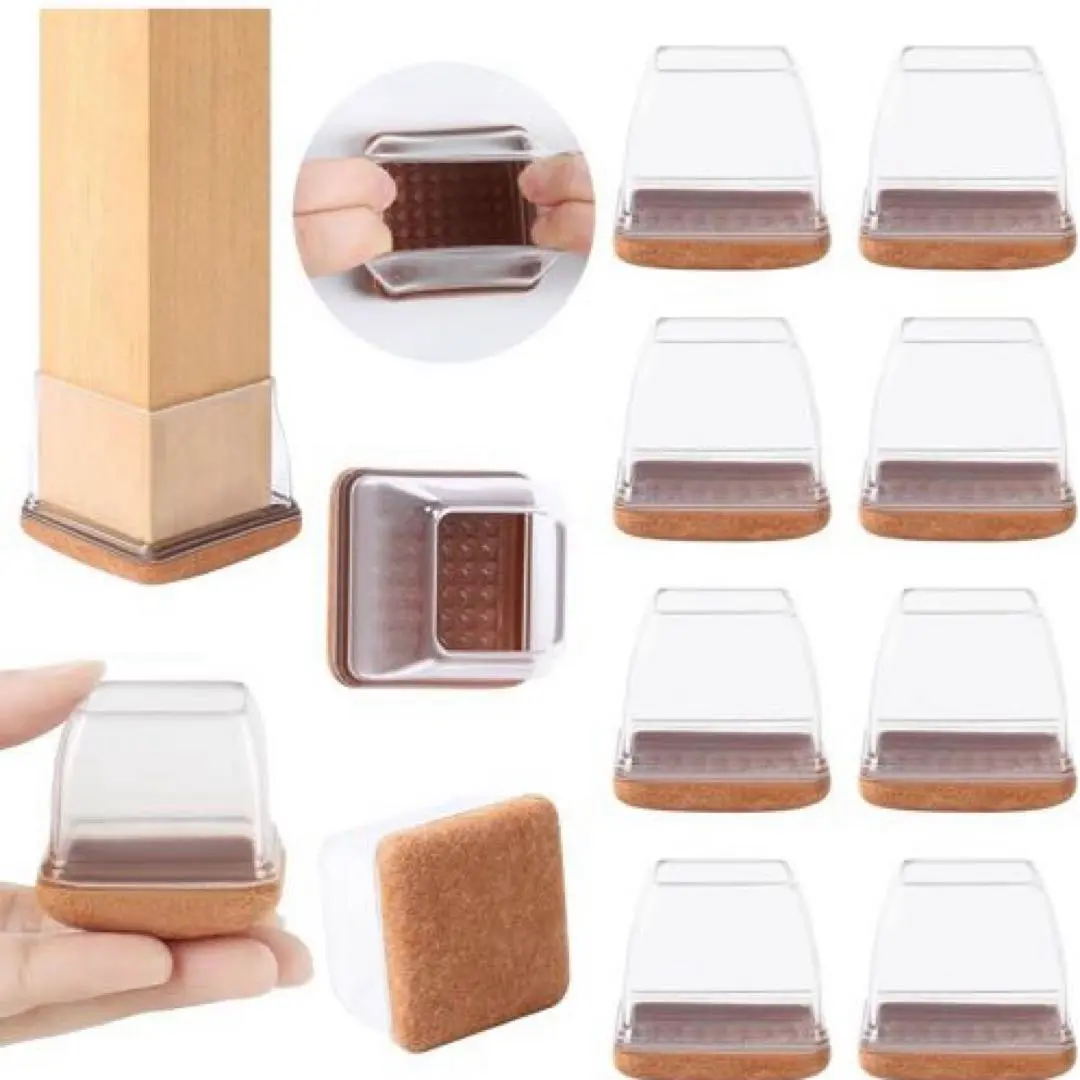 Thumbnail of Set of 16 Chair Leg Covers, Anti-Scratch, Noise Reduction, Anti-Slip, Chair Leg Caps with Felt